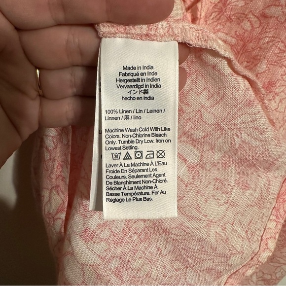 J Crew V-back Linen Puff Sleeve Top Blouse in Tossed Floral Size 12 Pink NWT - Picture 8 of 9